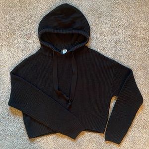 Cropped Knit Hoodie